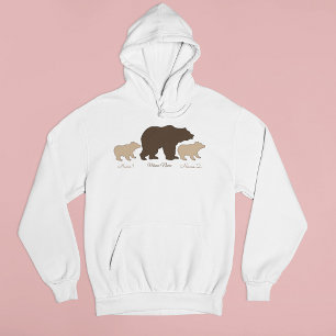 Benutzerdefinierte Mama-Bärin mit 2 Kindernamen Mu Hoodie