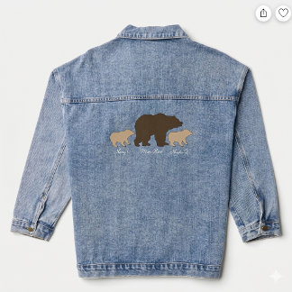 Benutzerdefinierte Mama-Bärin mit 2 Kindernamen Mu Jeansjacke