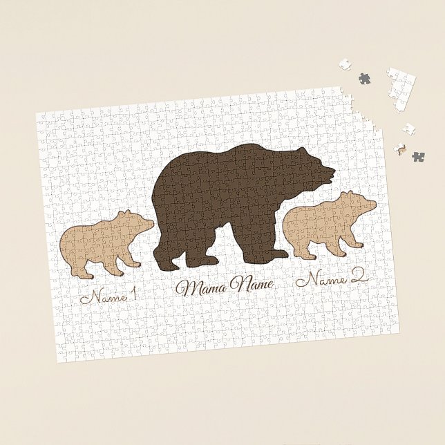 Benutzerdefinierte Mama-Bärin mit 2 Kindernamen Mu Puzzle (Von Creator hochgeladen)