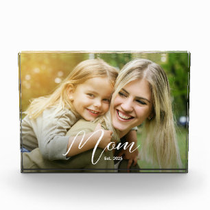 Benutzerdefinierte Mama Established Modern Script Fotoblock