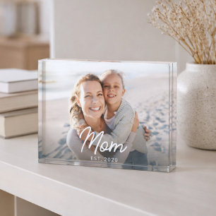 Benutzerdefinierte Mama hat modernes Skript erstel Fotoblock