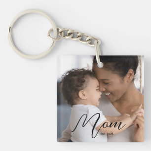 Benutzerdefinierte Mama Modern Script Foto Schlüsselanhänger