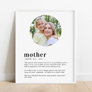 Benutzerdefinierte Mama, Mutter Definition Muttert Poster