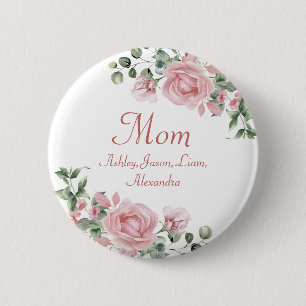 Benutzerdefinierte Mama Rosa Rosen Floral 4 bis 8 Button