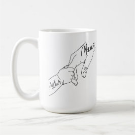 Benutzerdefinierte Mama und Kinder halten Händchen Kaffeetasse