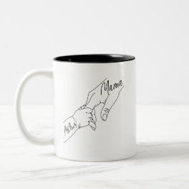 Benutzerdefinierte Mama und Kinder halten Händchen Zweifarbige Tasse