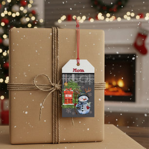 Benutzerdefinierte Mama Whimsical Schneemann Grau Geschenkanhänger
