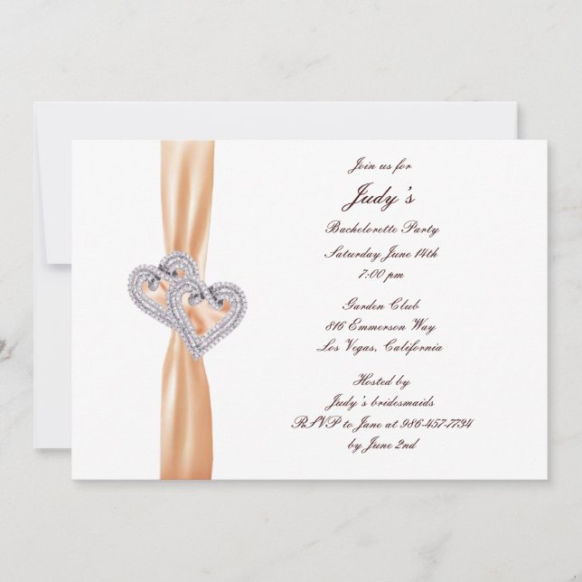 Benutzerdefinierte Mandarine Herz Junggeselinnen-A Einladung (Vorderseite)