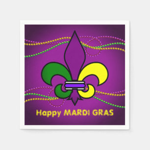 Benutzerdefinierte MARDI GRAS Fleur de Lis Einweg- Serviette