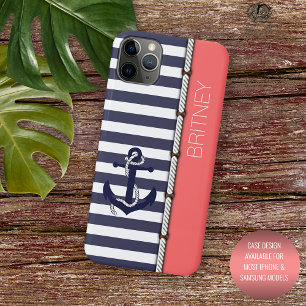 Benutzerdefinierte Marine Dunkelblau Weiß Rosafarb Case-Mate iPhone Hülle