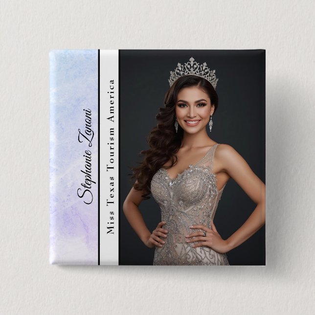Benutzerdefinierte Marmor-Pageant-Schärpe-Foto-But Button (Vorderseite)