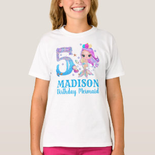Benutzerdefinierte Meerjungfrau 5. Geburtstag für T-Shirt