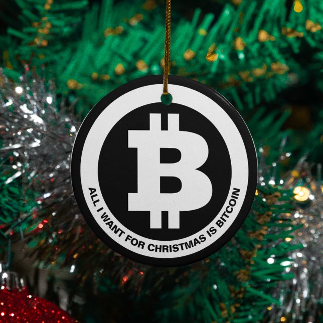 Benutzerdefinierte Meldung für Schwarzweiß-Bitcoin Keramik Ornament (Von Creator hochgeladen)