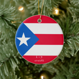 Benutzerdefinierte Meldung Puerto Rico Flag Keramik Ornament