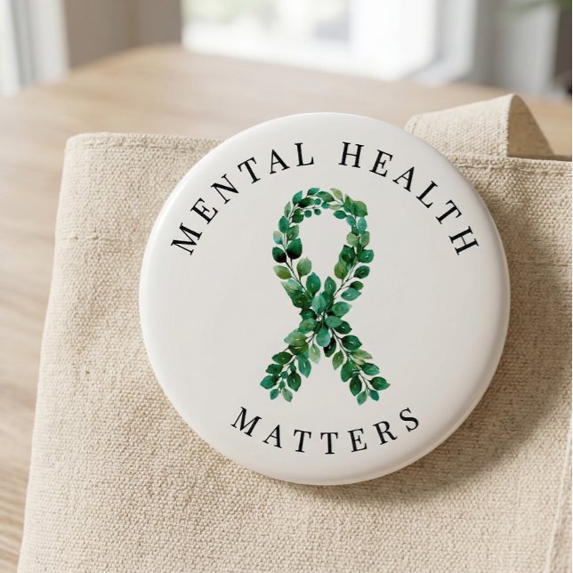 Benutzerdefinierte Mental Health Matters Botanisch Button (custom_mental_health_matters_botanical_ribbon)