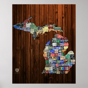 Benutzerdefinierte Michigan-Lizenzplakette Karte/ Poster