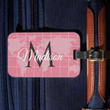 Benutzerdefinierte Millennial Pink Weltkarte Monog