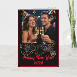 Benutzerdefinierte Minimale Foto Frohes Neues Jahr Dankeskarte