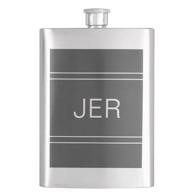 Benutzerdefinierte Minimalistische Initialen Flachmann (Vorderseite)