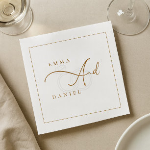 Benutzerdefinierte Minimalistische Monogramm-Hochz Serviette