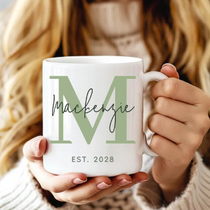 Benutzerdefinierte minimalistische salbeigrüne Tas Kaffeetasse