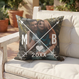 Benutzerdefinierte Mit Monogramm Liebe Herzpfeile  Kissen