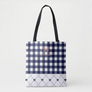 Benutzerdefinierte Mit Monogramm Navy Blue Checker