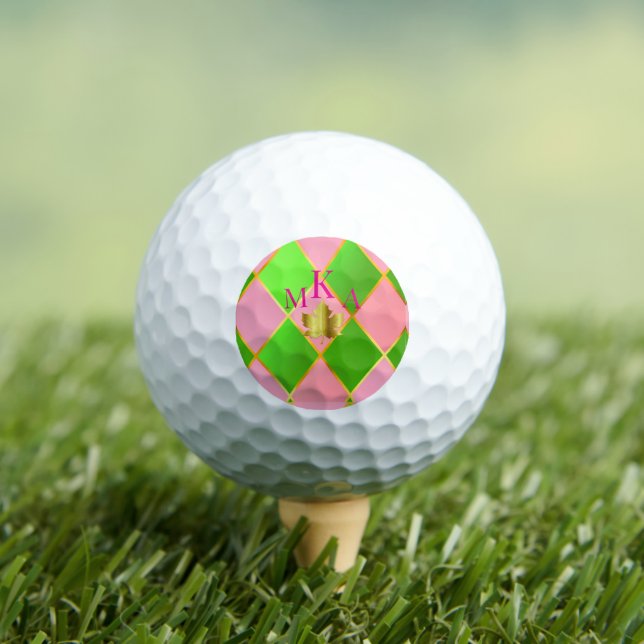 Benutzerdefinierte Mit Monogramm Rosa und grüne Ra Golfball (Insitu T-Shirt)