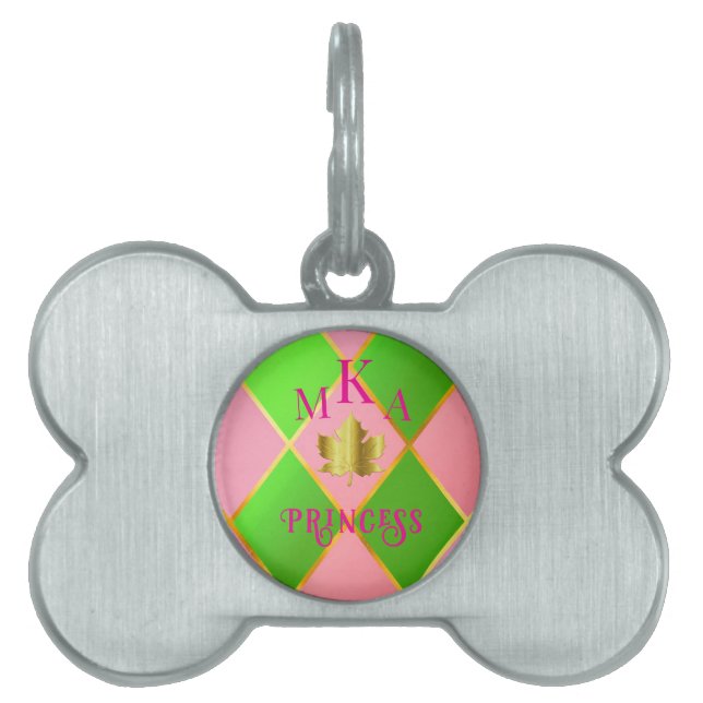 Benutzerdefinierte Mit Monogramm Rosa und grüne Ra Tiermarke (Vorderseite)