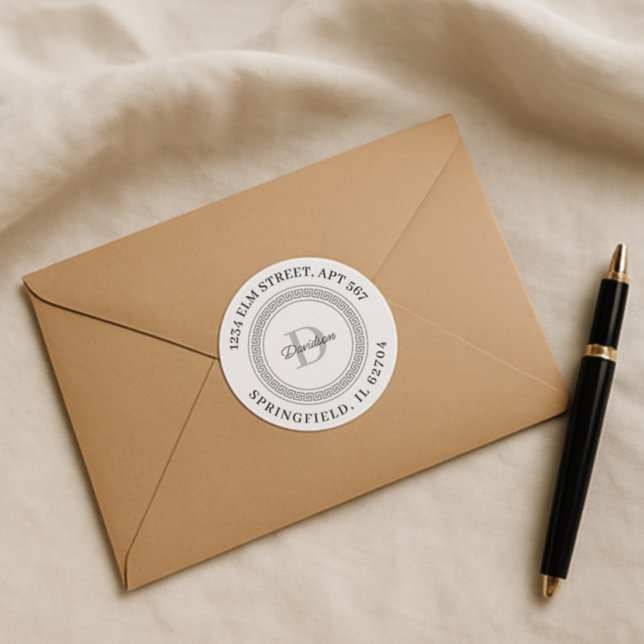 Benutzerdefinierte Mit Monogramm Rücksendeadresse  Aufkleber (Von Creator hochgeladen)