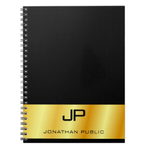 Benutzerdefinierte Mit Monogramm Schwarz-Gold-Vorl Notizblock