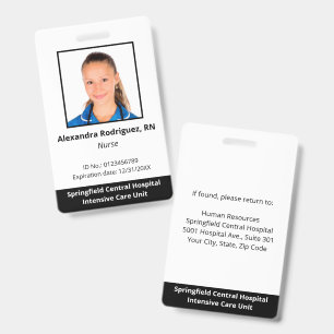 Benutzerdefinierte Mitarbeiter-Foto-Krankenhaus-ID Ausweis