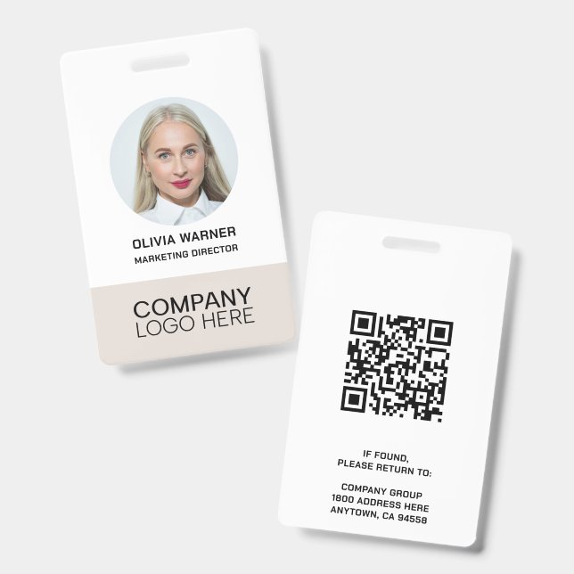 Benutzerdefinierte Mitarbeiter-Foto-QR-Code-Logo B Ausweis (Vorder- & Rückseite)