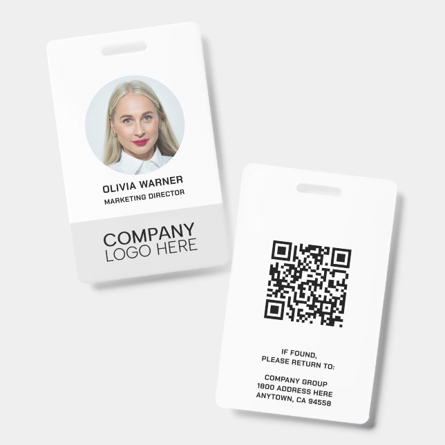 Benutzerdefinierte Mitarbeiter-Foto-QR-Code-Logo-G Ausweis (Vorder- & Rückseite)