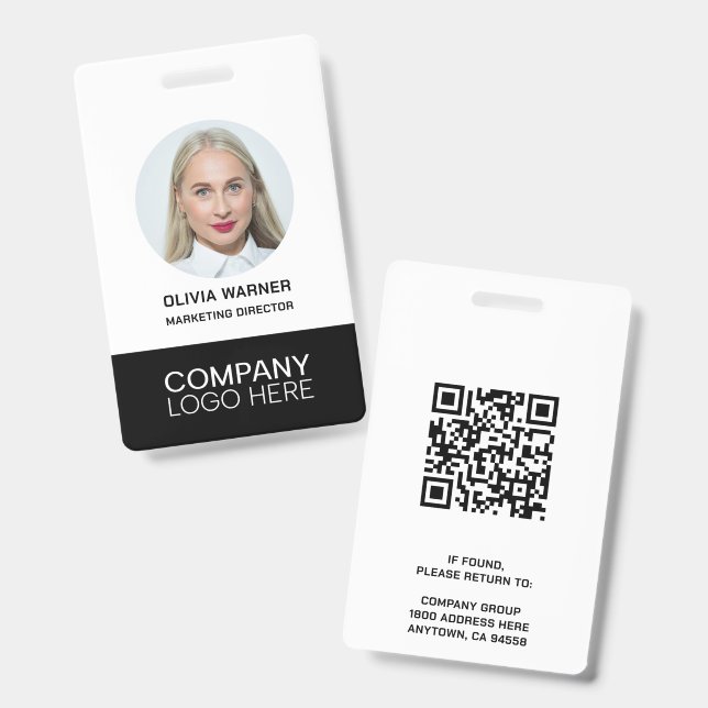 Benutzerdefinierte Mitarbeiter-Foto-QR-Code-Logo S Ausweis (Vorder- & Rückseite)