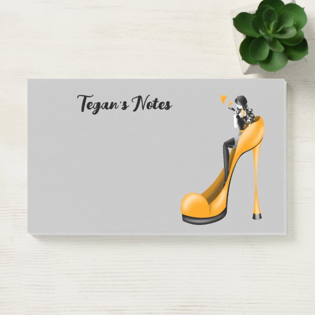 Benutzerdefinierte Mode-Diva in Stiletto gelb  Post-it Klebezettel (Büro)