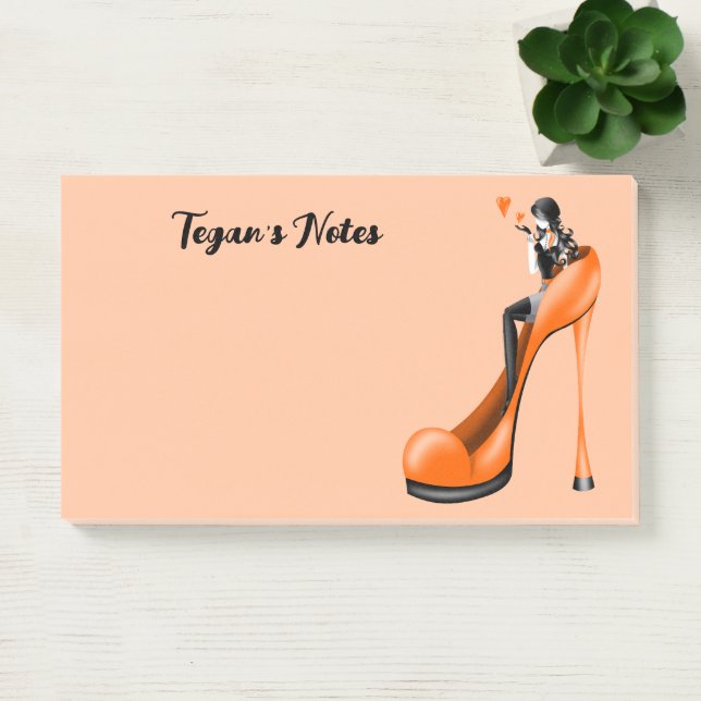 Benutzerdefinierte Mode-Diva in Stiletto Orange  Post-it Klebezettel (Büro)