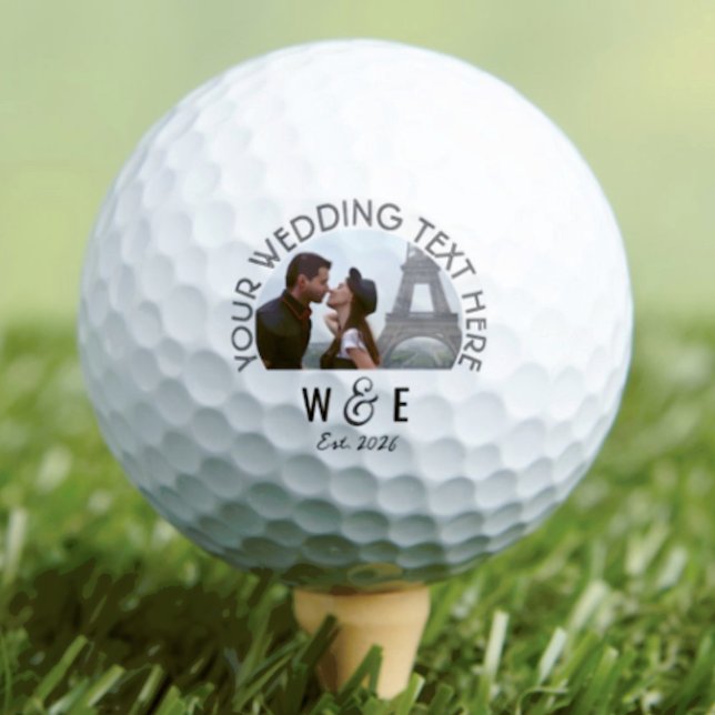 Benutzerdefinierte moderne Deko Text Golf Ball Gas (Custom Monogram Photo Modern Art Deco Text Golf Ball Wedding Favors)