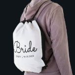 Benutzerdefinierte moderne Elegant Template Handsc Sportbeutel<br><div class="desc">Handschrift Text Name Elegant Moderne Custom Template Damen Bride Hochzeit Bachelorette Geschenke / Taschen & Wallets / Rucksäcke / White Drawstring Bag.</div>