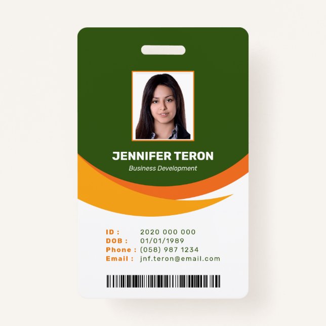 Benutzerdefinierte moderne Green Employee ID Card  Ausweis (Vorderseite)