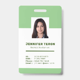 Benutzerdefinierte moderne Green Employee ID Card  Ausweis