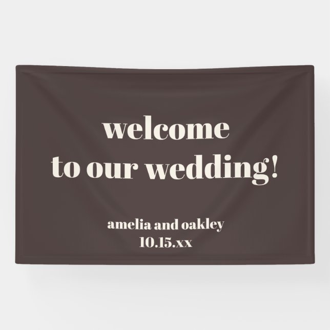 Benutzerdefinierte moderne herbstbraune Hochzeit B Banner (Horizontal)
