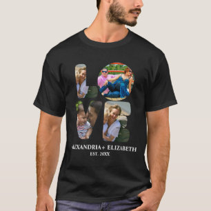 Benutzerdefinierte moderne Liebe 4 Foto-Collage fü T-Shirt