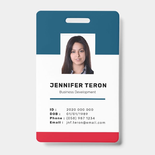 Benutzerdefinierte moderne Navy Mitarbeiter ID Car Ausweis (Vorderseite)