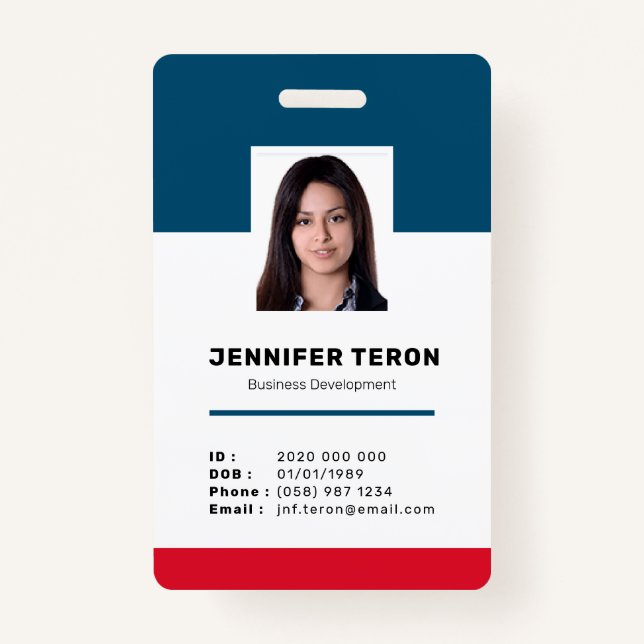 Benutzerdefinierte moderne Navy Mitarbeiter ID Car Ausweis (Vorderseite)