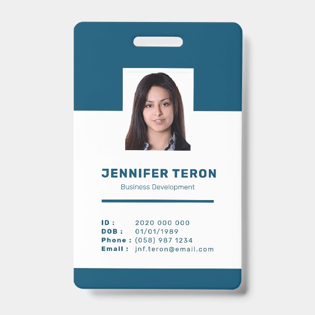 Benutzerdefinierte moderne Navy Mitarbeiter ID Car Ausweis (Vorderseite)