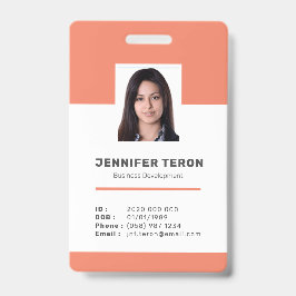 Benutzerdefinierte moderne Orange Mitarbeiter ID C Ausweis