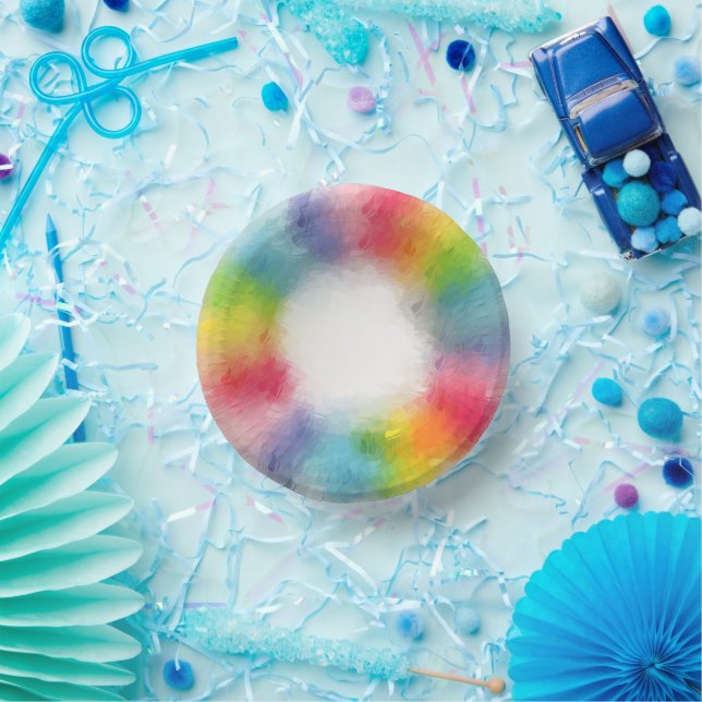 Benutzerdefinierte moderne Regenbogenfarben Trendv Pappteller (Party)