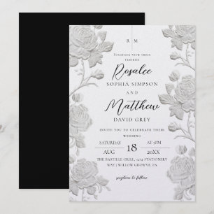 Benutzerdefinierte moderne Rose Weiße und schwarze Einladung