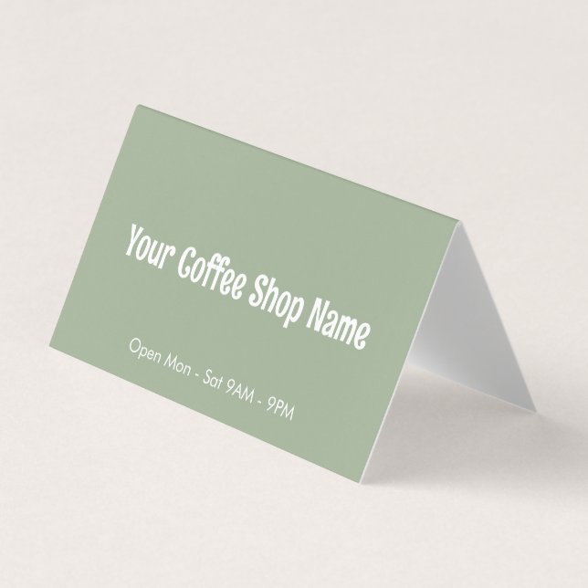 Benutzerdefinierte moderne Salbei-grüne Kaffee-Caf Visitenkarten (Vorderseite)